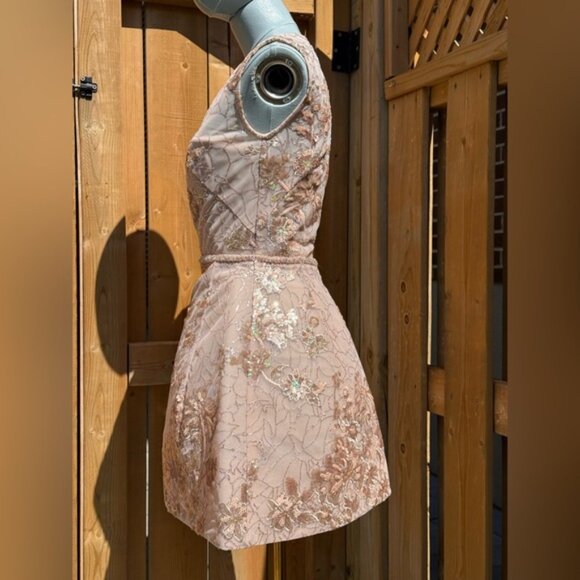 🆕 BRONX & BANCO 🧿 NWOT Violet Mini Dress, Gold & Champagne Sequin - Sz XS US 2 - Picture 5 of 15